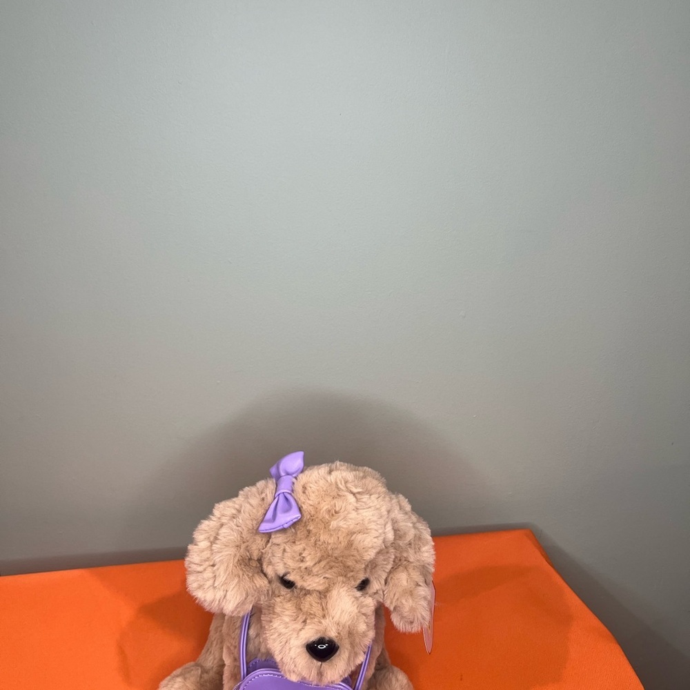 FAO Schwarz Plush Dog  with Purple Heart bag - Picture 2 of 14